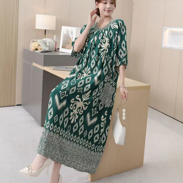 【巴黎精品】極速出貨 女連身裙寬鬆洋裝大尺碼長裙連衣裙A字裙大碼女裝(五分袖襯衫裙女裙子多款a1fd7 2G)
