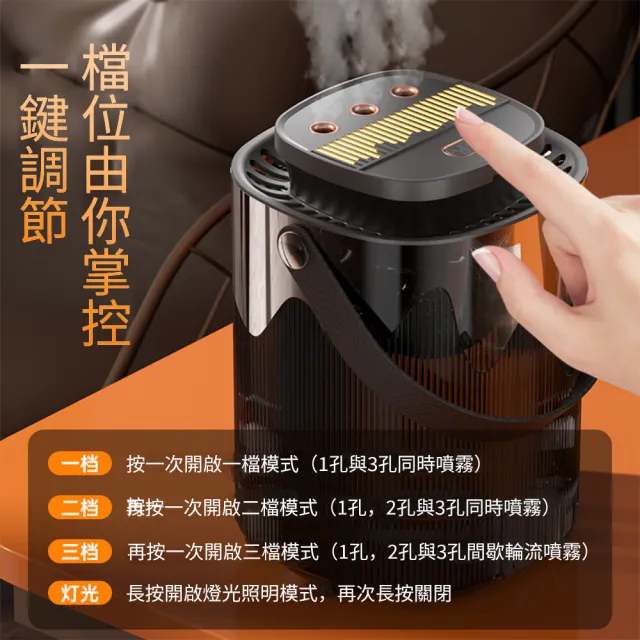 WODER 3L大容量智能三噴加濕器 靜音奈米霧化水氧機 USB桌面空氣保濕補水噴霧器 氛圍夜燈 3000ml