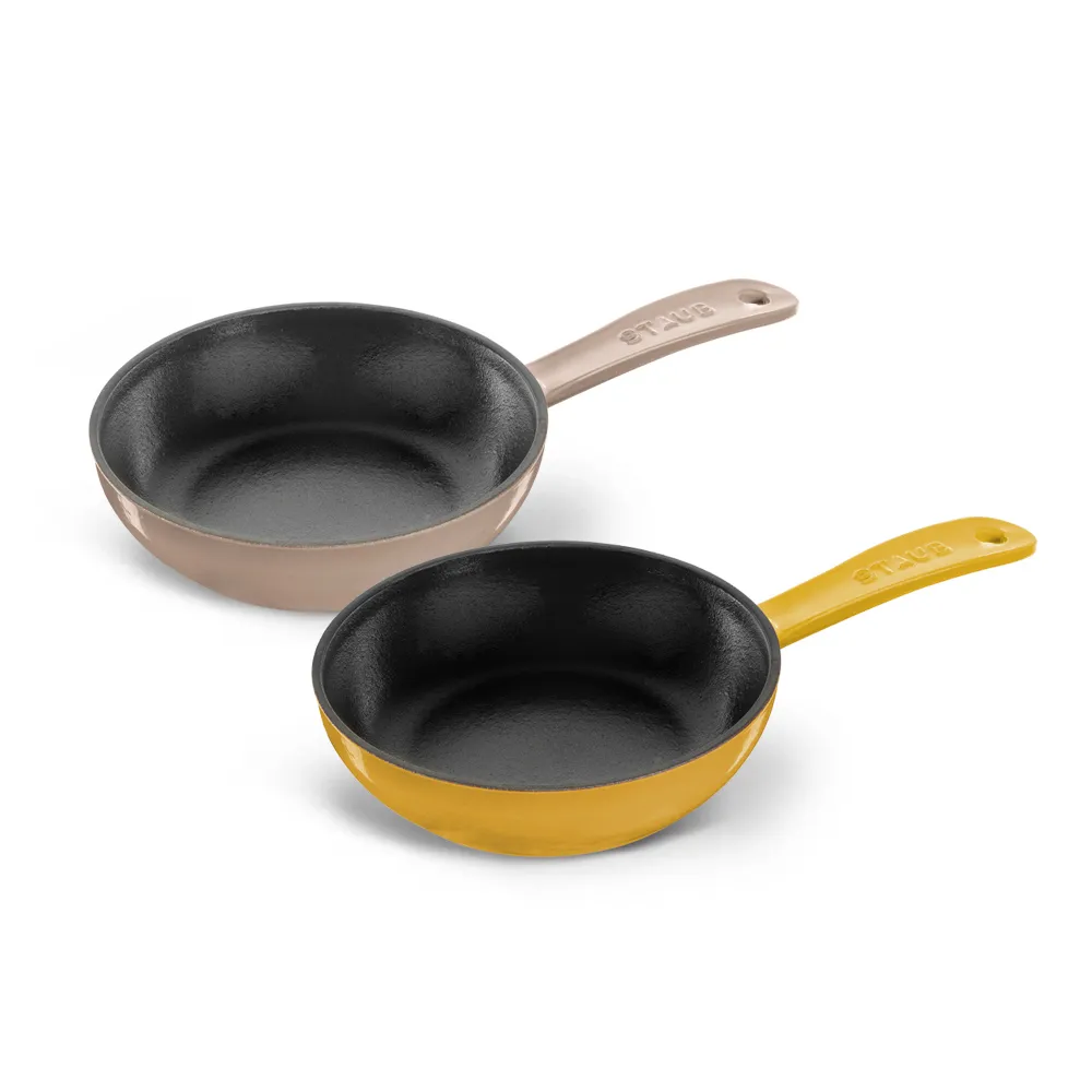 【STAUB】圓形琺瑯鑄鐵平煎鍋16cm-2色任選/新舊包裝隨機(德國雙人牌集團官方直營)