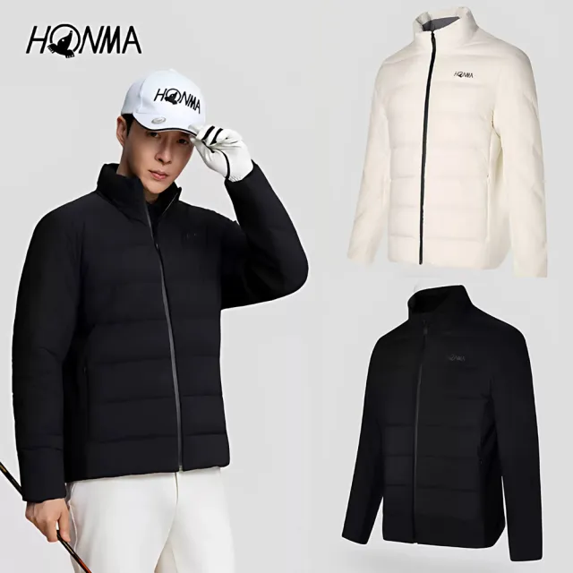 【HONMA 本間高爾夫】男仕保暖羽絨鵝絨外套 針織彈力袖口可調節 25FW(M-XXL白黑任選HMLQ121R529)