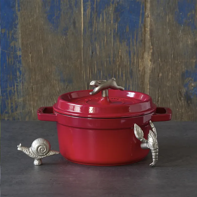 【STAUB】迷你煲琺瑯鑄鐵鍋16cm＋造型鍋蓋頭(德國雙人牌集團官方直營)