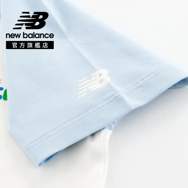 【NEW BALANCE】NB 童裝 拼接短袖上衣_7EG2V07TLBL_男童/女童_白淺藍色