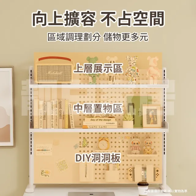 【靚白家居】全碳鋼 洞洞板桌上書架置物架螢幕收納架(寬100 x 高83 x 深 24公分)