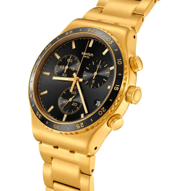 【SWATCH】IN THE BLACK 金屬手錶/男錶/女錶/瑞士製造 YVG418G(43mm)