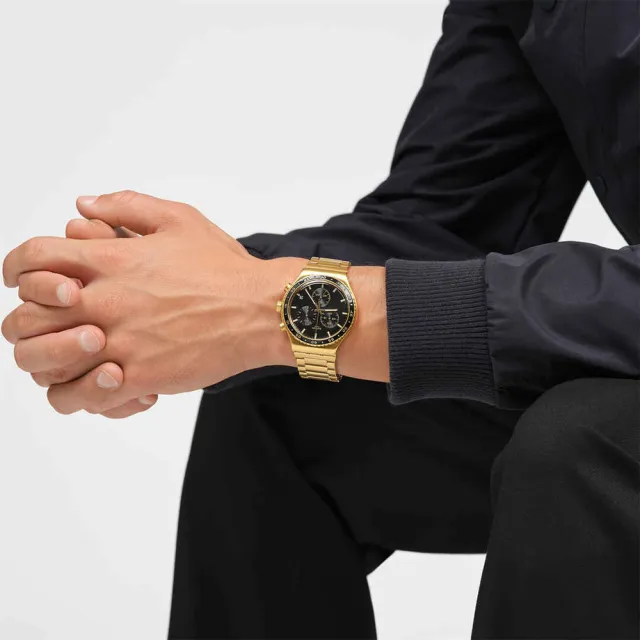 【SWATCH】IN THE BLACK 金屬手錶/男錶/女錶/瑞士製造 YVG418G(43mm)