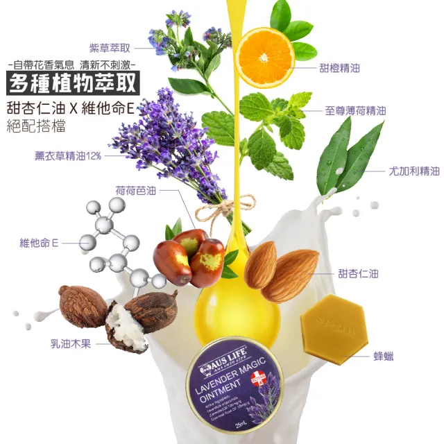 【AUS LIFE 澳思萊】薰衣紫草舒緩膏25mlX4入組(隨身必備不可或缺的薰衣紫草舒緩膏)