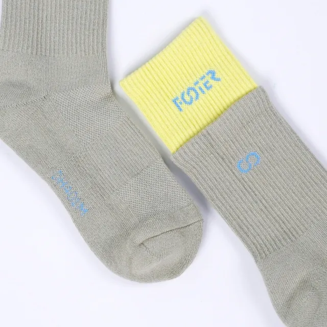 【FOOTER】楊謹華著用款★Daily 撞色雙口氣墊襪-除臭襪(DH401-灰綠)