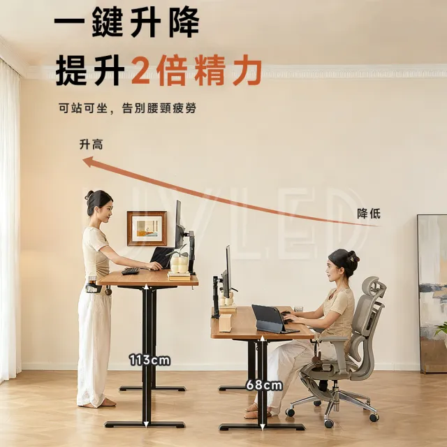 【UVLED 鈺創合成】無段式電動升降桌100CM(升降電腦桌 升降辦公桌 書桌 電競桌 工作桌 辦公桌 站立桌)