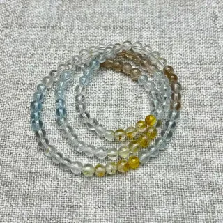 【佰財水晶珠寶】5.6mm天然透體彩托帕石三圈手串