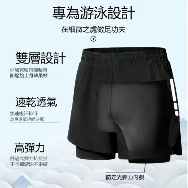 【ANTIAN】男士速乾泳衣套裝 沙灘褲 男水母衣 溫泉衣 健身運動服 上衣+泳褲