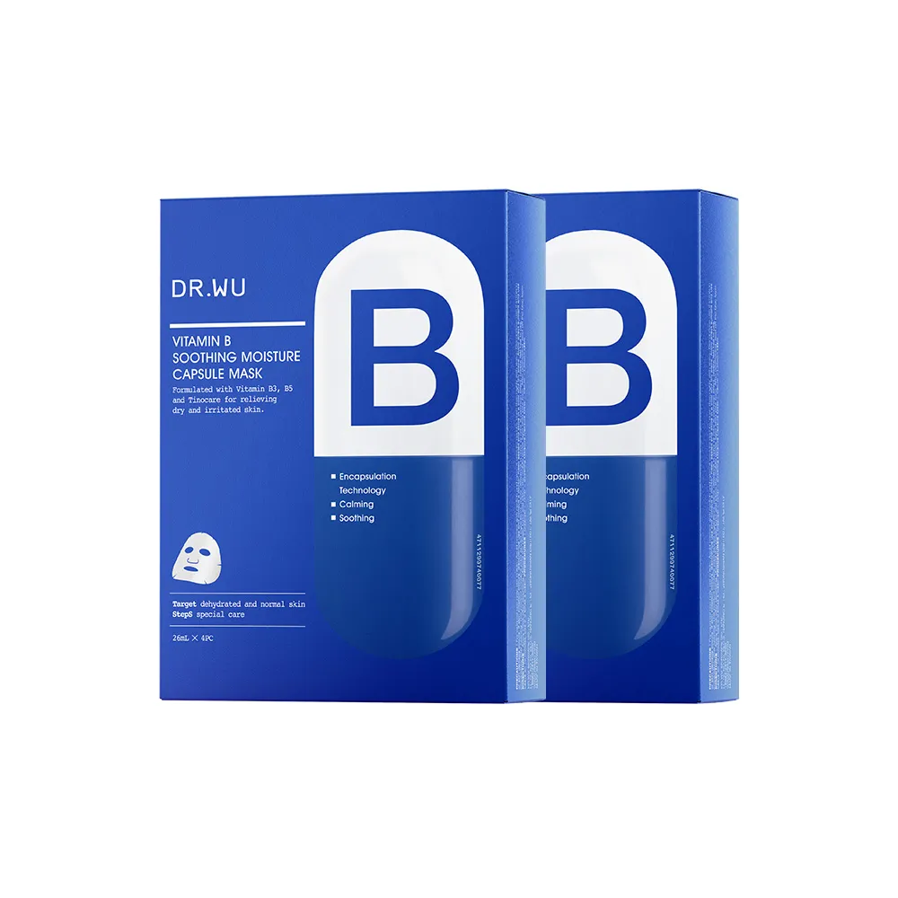 【DR.WU 達爾膚】維他命B保濕舒緩膠囊面膜4片(2入組 共8片)