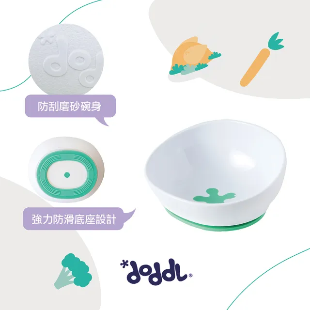 【Doddl】人體工學吸盤餐碗 強力吸盤斜口碗 寶寶好挖取 好清洗 副食品必備學習碗 原廠總代理出貨