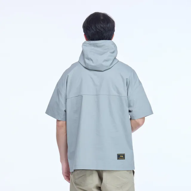 【JEEP】男裝 COOLMAX涼感半開襟連帽衝鋒衣(灰色)