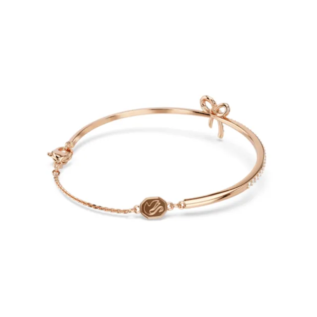 【SWAROVSKI 施華洛世奇】官方直營 Hyperbola 蝴蝶結手鐲 鍍玫瑰金色 千金風天花板 法式浪漫| 5753330