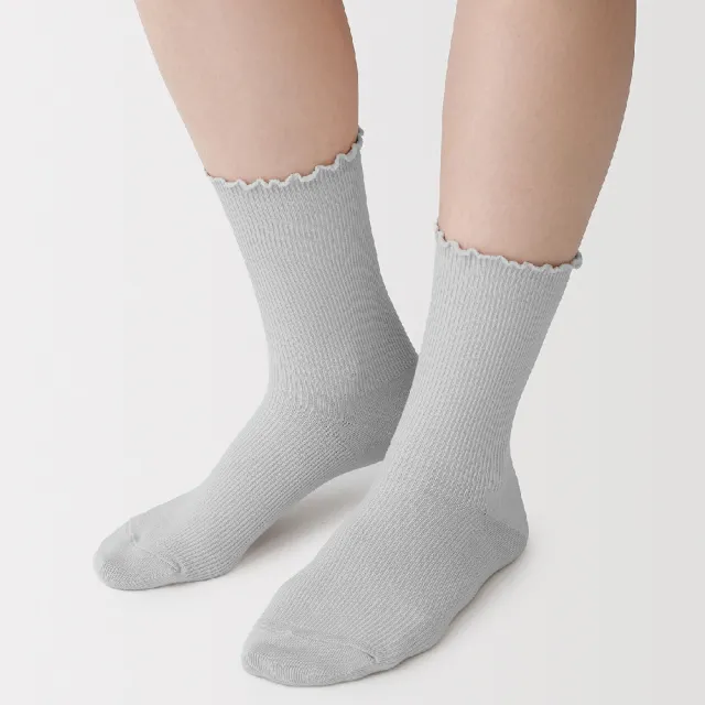 【MUJI 無印良品】女足口柔軟莫代爾混捲邊直角襪23-25cm(柔白/灰銀/深灰/黑色/煙燻粉/煙燻綠/紫紅/淡棕)