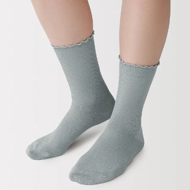 【MUJI 無印良品】女足口柔軟莫代爾混捲邊直角襪23-25cm(柔白/灰銀/深灰/黑色/煙燻粉/煙燻綠/紫紅/淡棕)