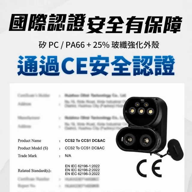 【EVOLUX 綠行家】CCS1 to CCS2 電動車充電轉接頭 美規轉歐規 快充+慢充 充電槍轉接(J1772 to TYPE2)