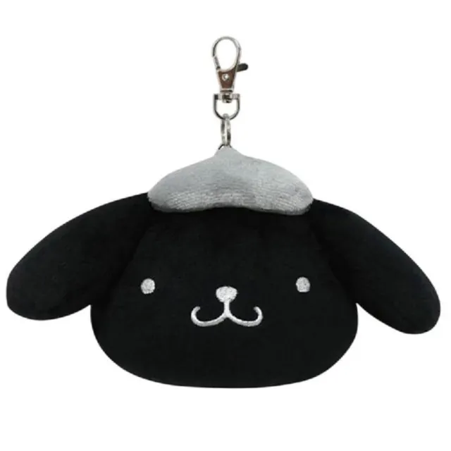 【小禮堂】Sanrio 三麗鷗 絨毛玩偶伸縮票卡零錢包 黑白風格款 Kitty 美樂蒂 布丁狗 花小兔