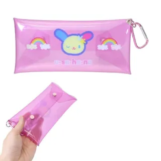 【小禮堂】Sanrio 三麗鷗 Hello Kitty PVC扣式長型收納包附扣環 大臉款 Kitty 花小兔 酷洛 