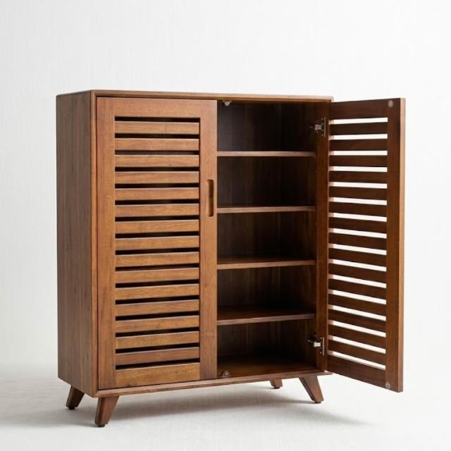 【Mahogany 瑪荷尼家具】免組裝 85X35X105 米蘭85鞋櫃NCD 全原木桃花心木 鞋櫃 M1-AT61