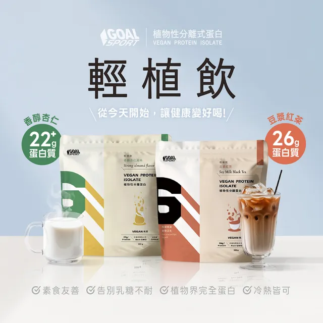 【GOAL DAILY】輕植飲-植物性分離蛋白500g(香醇杏仁風味)