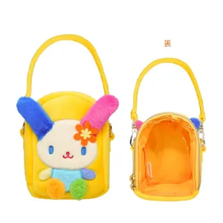 【小禮堂】Sanrio 三麗鷗 絨毛窗口玩偶收納包 坐姿款 Kitty 花小兔