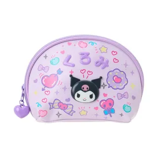 【小禮堂】Sanrio 三麗鷗 酷洛米皮質拉鍊化妝包 懷舊校園系列