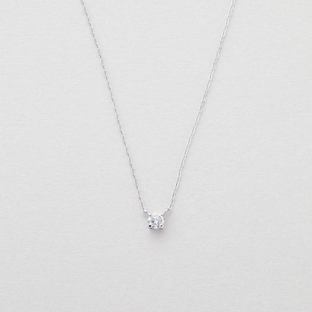 【Jouete】K18WG 經典單鑽爪鑲鑽石項鍊-0.10ct(白金色)