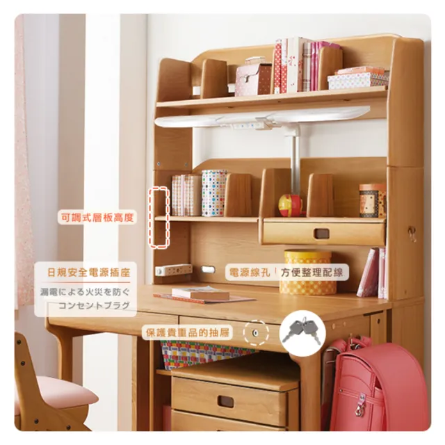 【KOIZUMI】Woody兒童成長實木書桌組ODM-823(成長書桌組)
