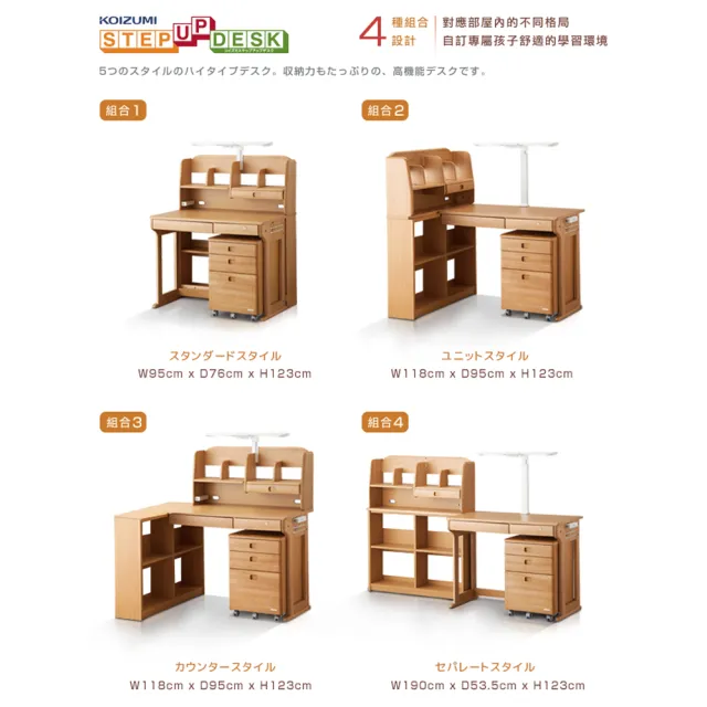 【KOIZUMI】Woody Compact兒童成長實木書桌組ODR-827(成長書桌組)