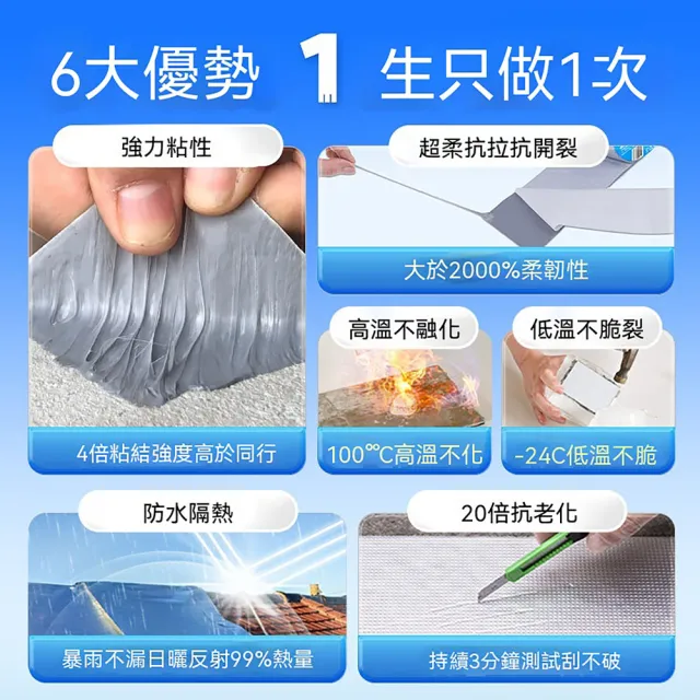 Josie 丁基防水膠帶 15CM×10M 加厚鋁箔自黏防水卷材 屋頂補漏 防漏堵漏 裂縫修補 反光隔熱