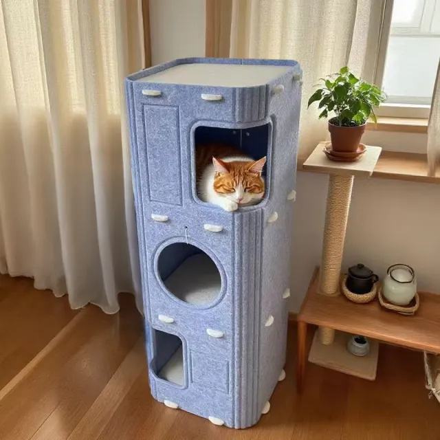 【嵐楓居家】加厚貓抓板樹洞貓窩三層(寵物用品/貓窩/貓屋/貓玩具/寵物睡窩/貓跳台)