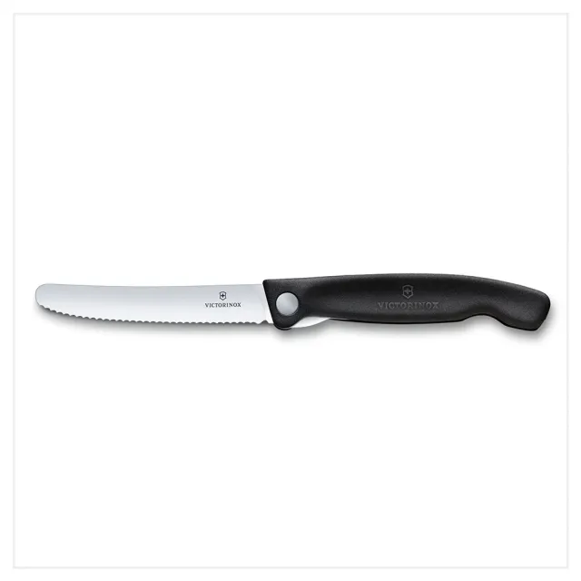【VICTORINOX 瑞士維氏】黑砧板+折疊式蕃茄刀 野餐套組 紅/黑(6.7191.FC1/6.7193.F)
