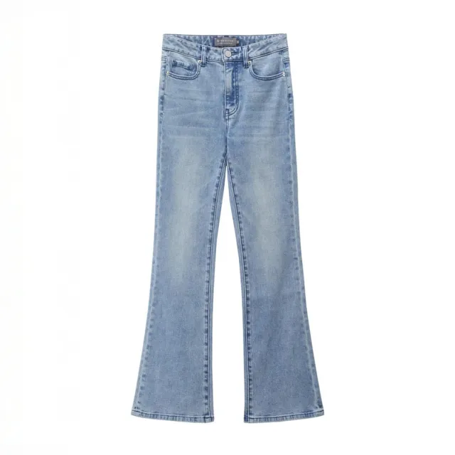 【GIORDANO 佐丹奴】韓系選品 女裝水洗中低腰微喇叭牛仔褲(62 中藍)