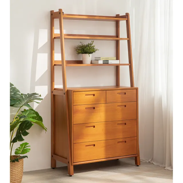 【Mahogany 瑪荷尼家具】免組裝 90X45X121 丹麥書架斗櫃MYR-C   全原木桃花心木 抽屜櫃  M1-TP34-3M