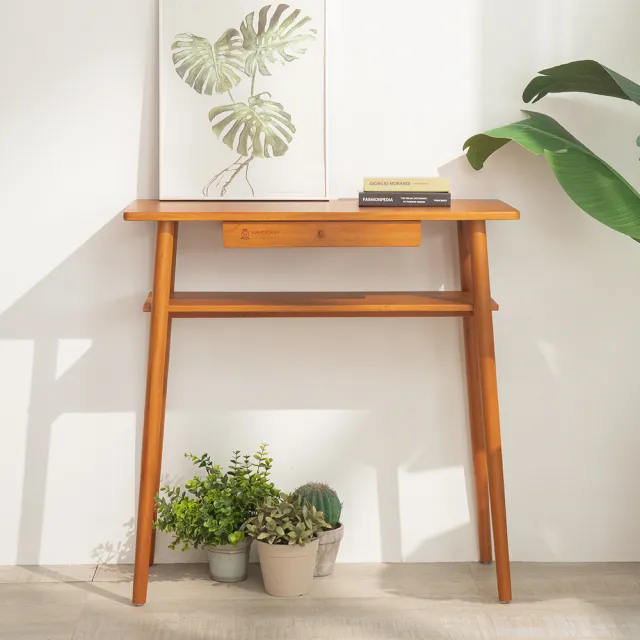 【Mahogany 瑪荷尼家具】免組裝 90X38X90 現代玄關桌MYR-C 全原木桃花心木 玄關桌 ART-C12