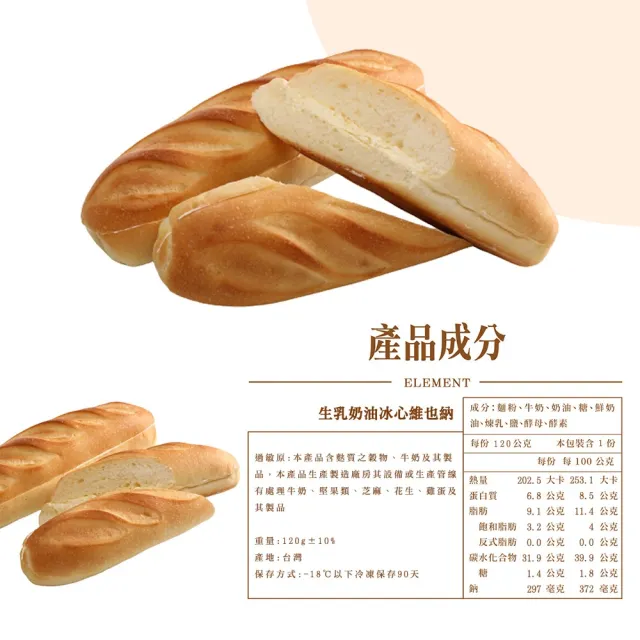 【BAKER 胖大師】生乳奶油冰心維也納x8入 120g/入 蛋奶素可食 烘焙西點爆漿麵包餐包