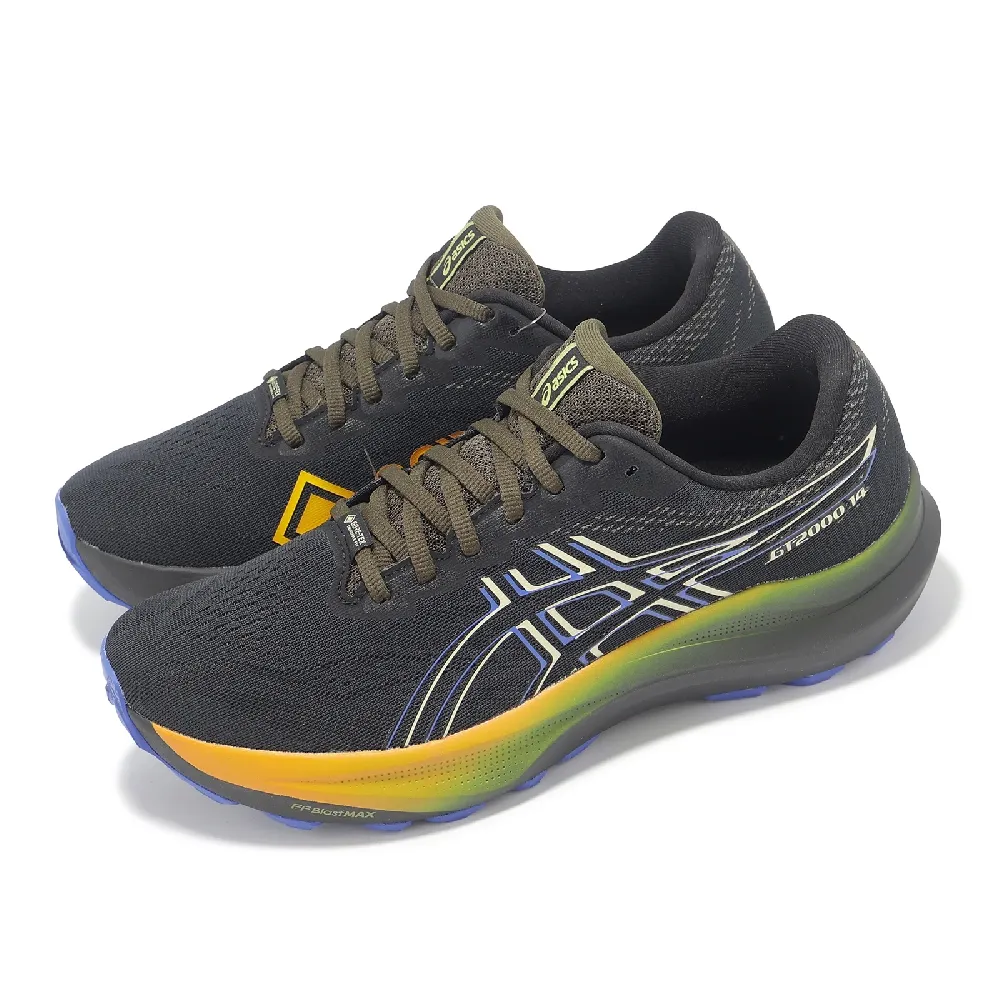 【asics 亞瑟士】慢跑鞋 GT-2000 14 GTX 男鞋 黑 橘 防水 支撐 回彈 運動鞋 亞瑟士(1011C058001)