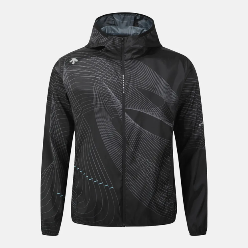 【DESCENTE】外套 男 運動連帽外套 快排 FLIGHT RUNNING JACKET 黑 SQ313RWB77-PBLK