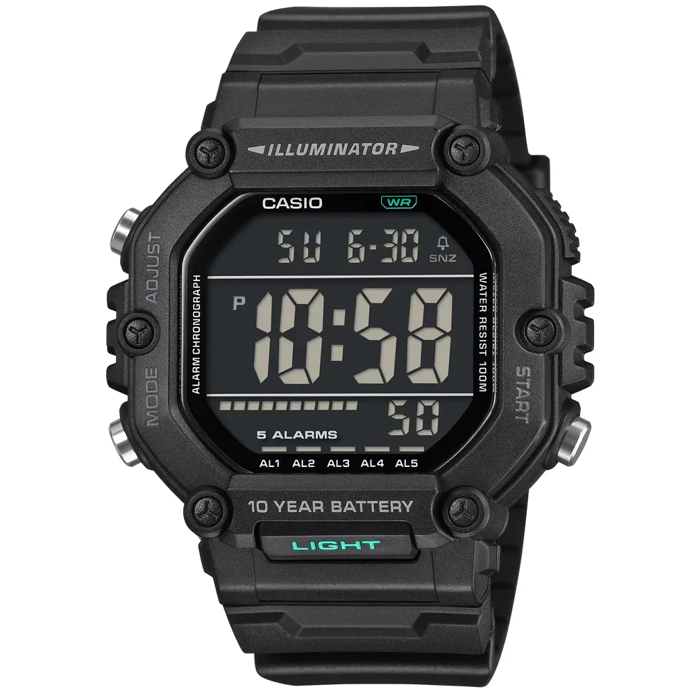 【CASIO 卡西歐】大液晶野戰電子錶-黑 / AE-1600HX-1B 台灣公司貨