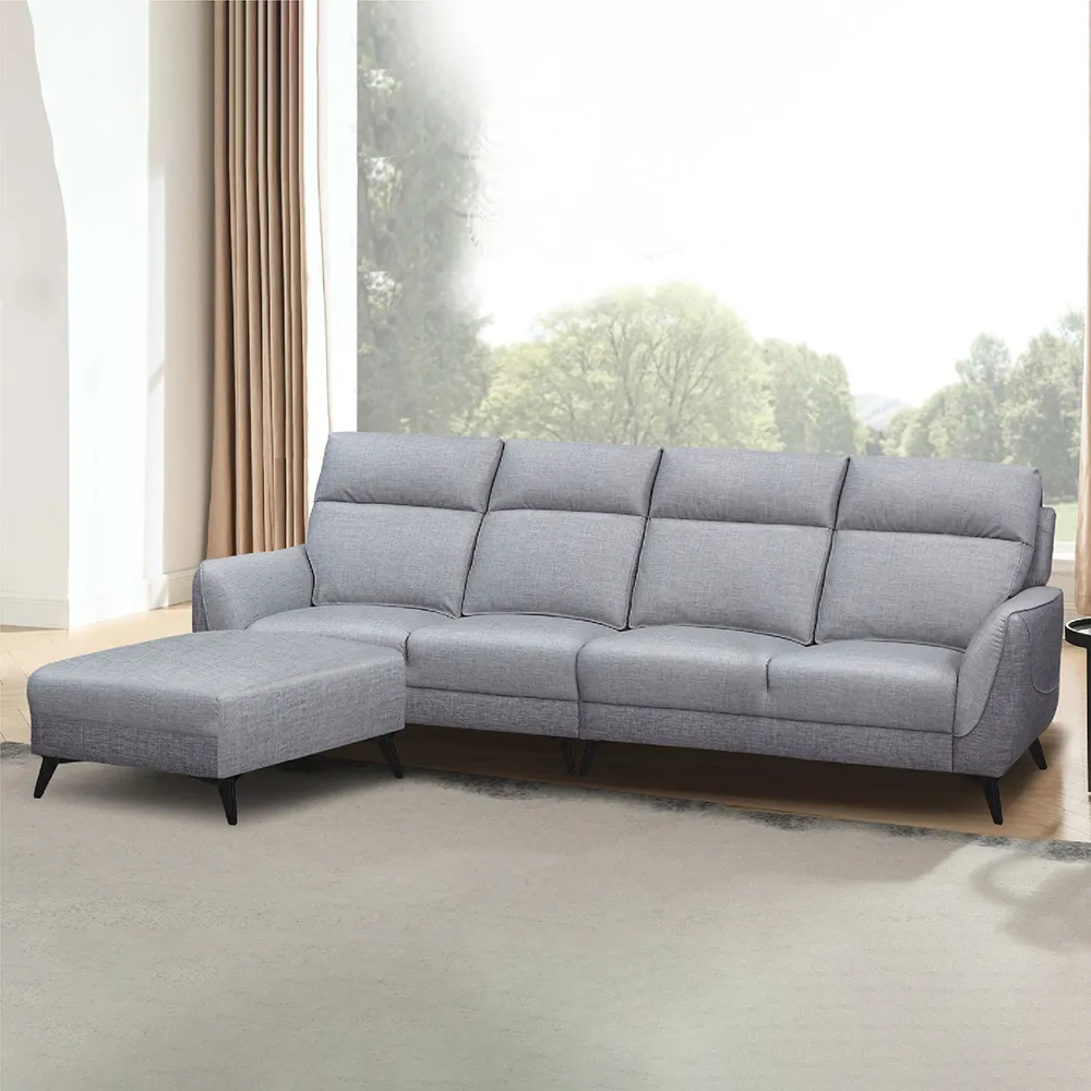 【ASSARI】L型杜卡堤舒適靠背貓抓皮沙發(含90x72cm腳椅)