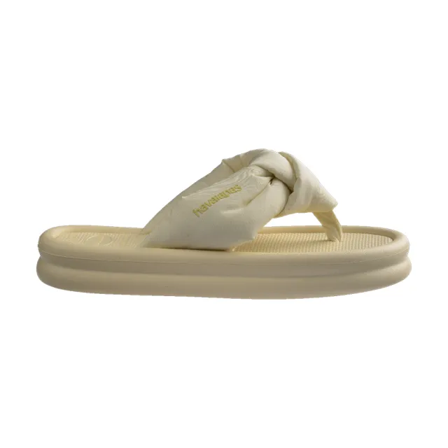 【havaianas 哈瓦仕】拖鞋 女鞋 夾腳拖鞋 雲朵 澎澎帶 厚底 增高 Over Puffed 燕麥奶 4150281-9256W