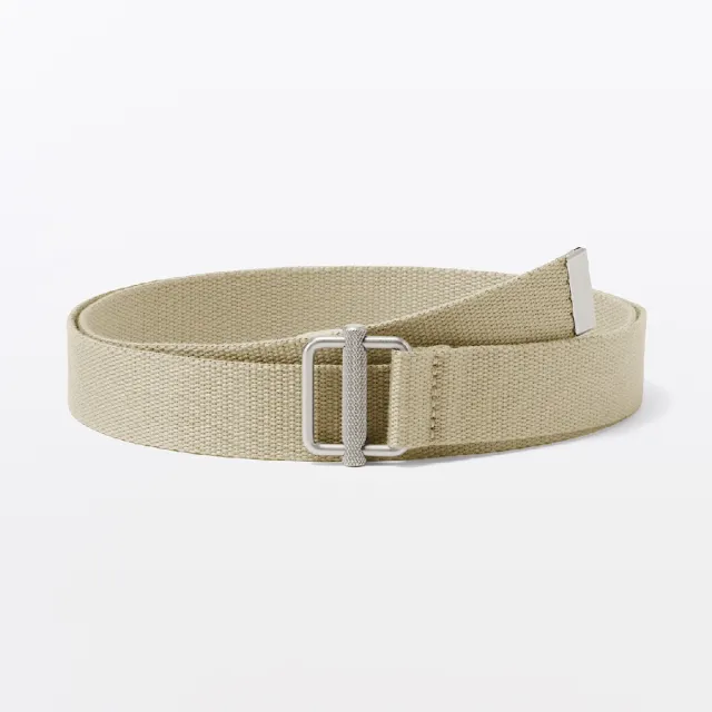【MUJI 無印良品】再生聚酯纖維混可調式織帶皮帶(灰白/黑色/米黃/卡其綠)