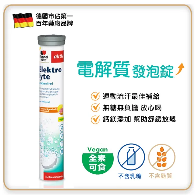 【Doppelherz 德之寶】電解質發泡錠15錠/罐(德國雙心)