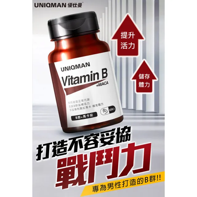 【UNIQMAN】B群+馬卡錠 1瓶(60粒/瓶)