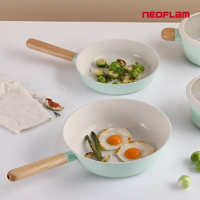 【NEOFLAM】momo獨家 韓國製Brote系列2鍋組-24cm平底鍋+28cm炒鍋(IH爐可用鍋/非鐵氟龍不沾塗層)