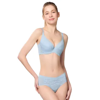 【Swear 思薇爾】城市動感系列M-3XL涼感透氣中腰三角女內褲(天光藍)