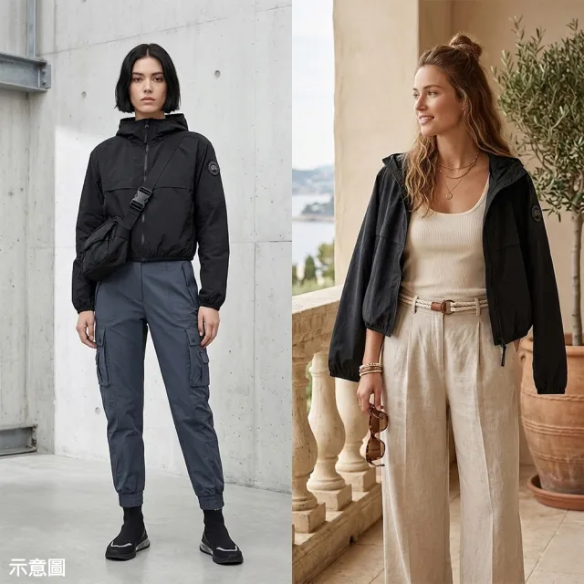 【CANADA GOOSE】CANADA GOOSE 再生尼龍輕盈連帽外套(女款/黑)