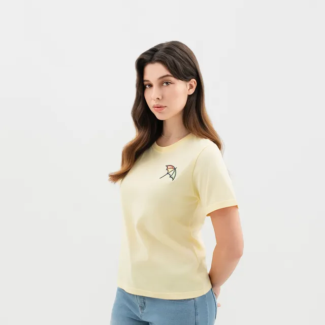 【Arnold Palmer 雨傘】女裝-大傘刺繡圓領短袖T-Shirt-黃色