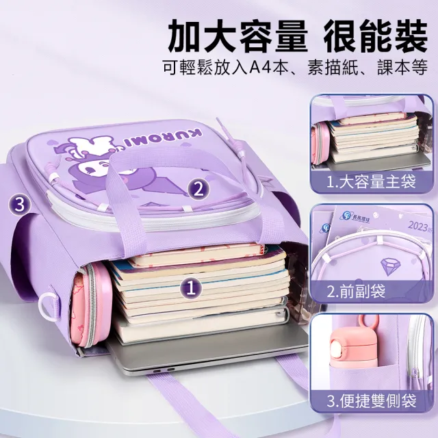 【SANRIO 三麗鷗】可愛卡通造型直式多功能分層防潑水手提斜挎單肩補習袋-5款可選